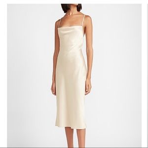 Satin cowl neck slip dress Champagne color